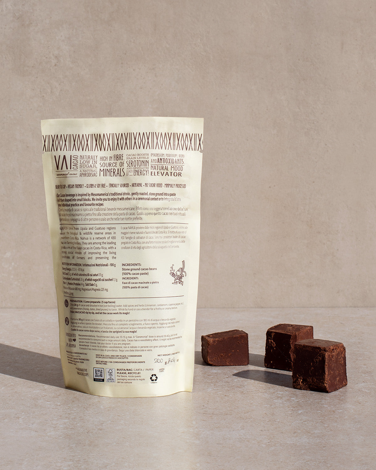 Ceremonial cacao from Costa Rica - Nahua VAICacao - 180g (B-Corp)